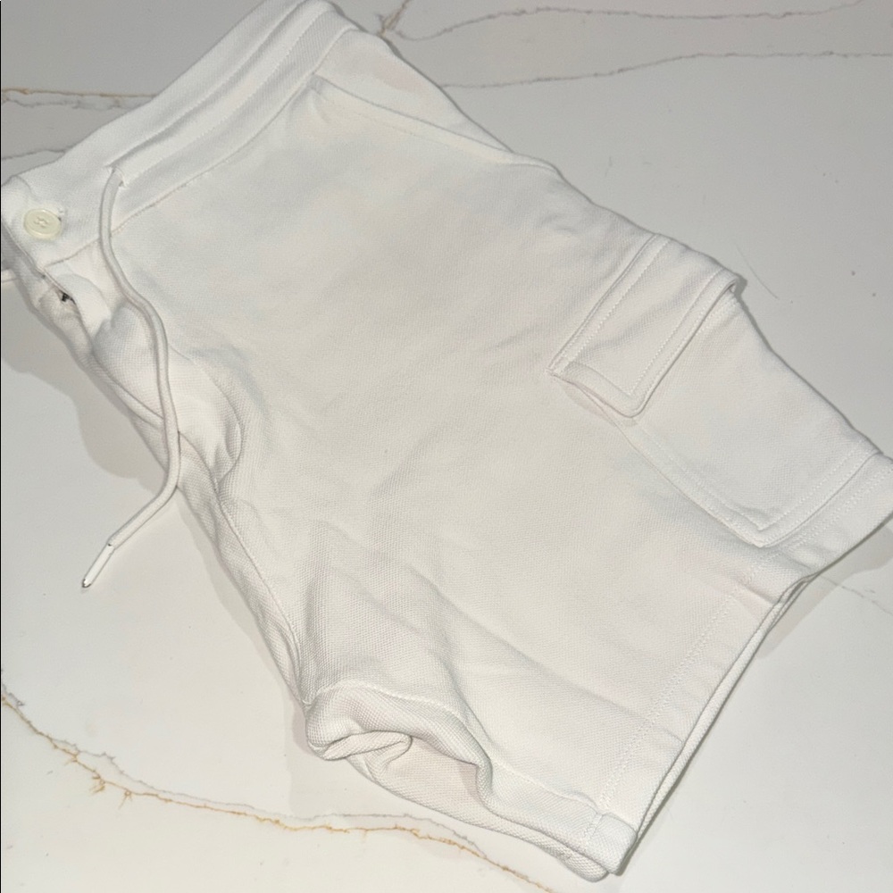 Zara Mens Cream Cargo Shorts